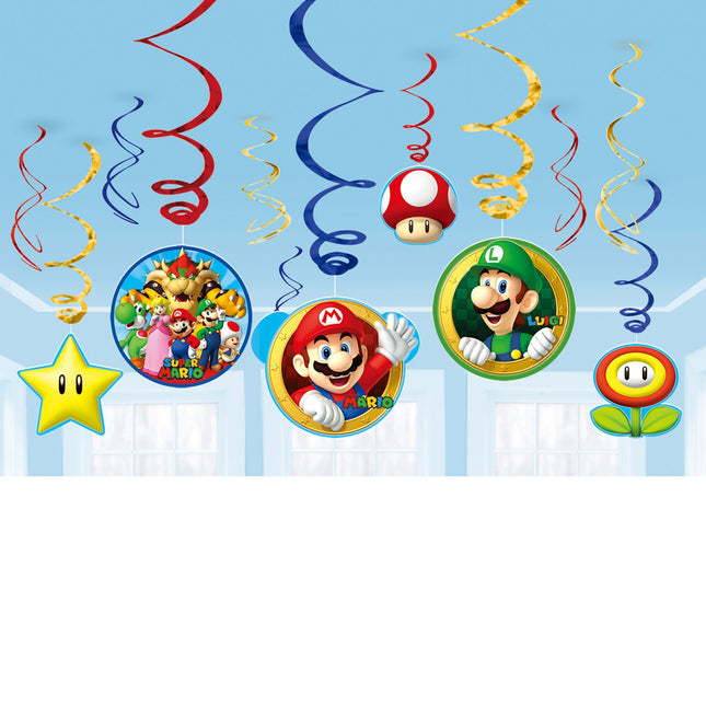 Feestbazaar Hangdecoratie Super Mario - 12 Stuks