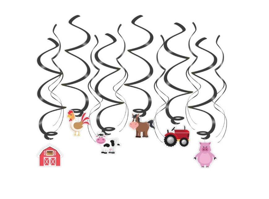 Feestbazaar Hangdecoratie Swirls Boerderij Dieren (12st)
