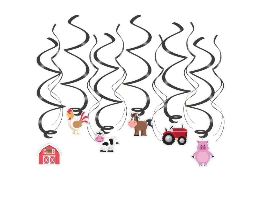 Feestbazaar Hangdecoratie Swirls Boerderij Dieren (12st)