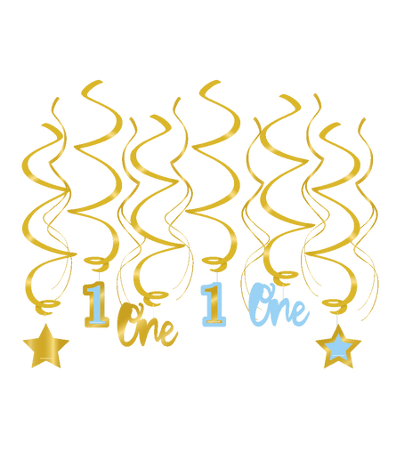 Feestbazaar Hangdecoratie Swirls Verjaardag Jongen 1 Jaar