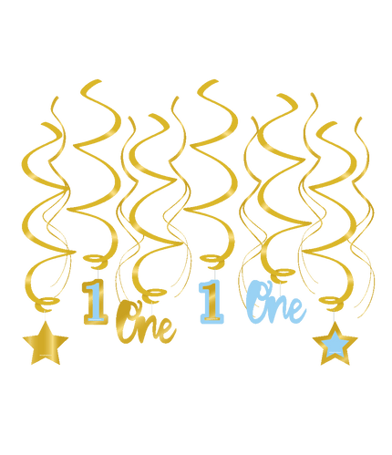 Feestbazaar Hangdecoratie Swirls Verjaardag Jongen 1 Jaar
