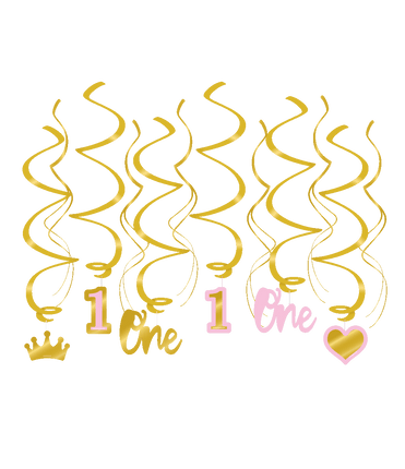 Feestbazaar Hangdecoratie Swirls Verjaardag Meisje 1 Jaar
