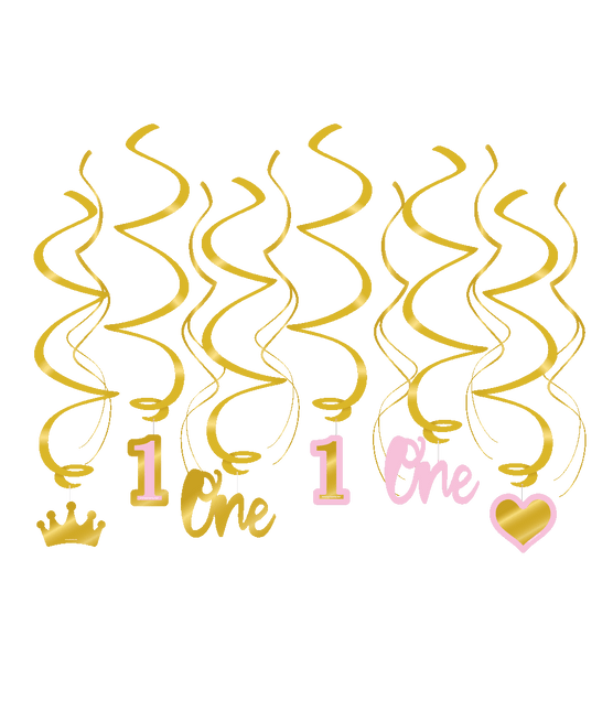 Feestbazaar Hangdecoratie Swirls Verjaardag Meisje 1 Jaar