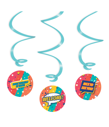 Feestbazaar Hangdecoratie Swirls 'Welcome' Rainbow (3st)