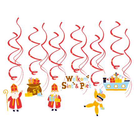 Feestbazaar Hangdecoratie Swirls Welkom Sint & Piet Vigo (12st)