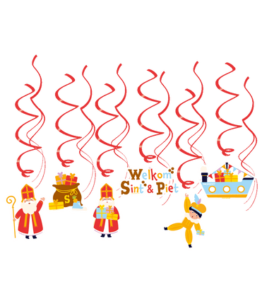 Feestbazaar Hangdecoratie Swirls Welkom Sint & Piet Vigo (12st)