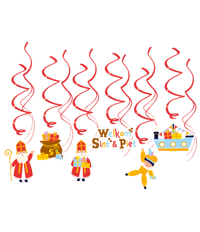 Feestbazaar Hangdecoratie Swirls Welkom Sint & Piet Vigo (12st)