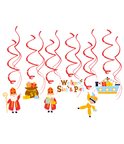 Feestbazaar Hangdecoratie Swirls Welkom Sint & Piet Vigo (12st)