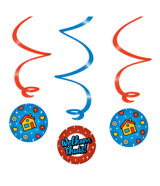 Feestbazaar Hangdecoratie Swirls Welkom Thuis Cartoon (3st)