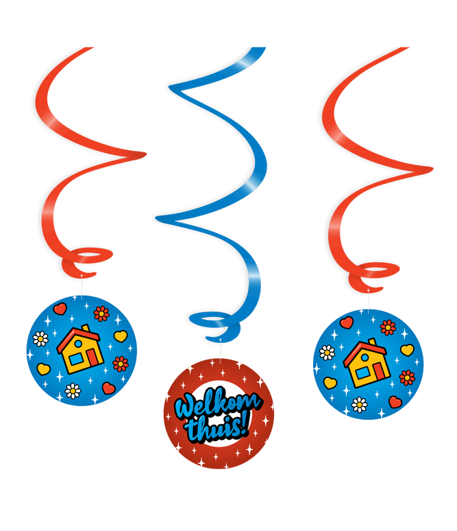 Feestbazaar Hangdecoratie Swirls Welkom Thuis Cartoon (3st)