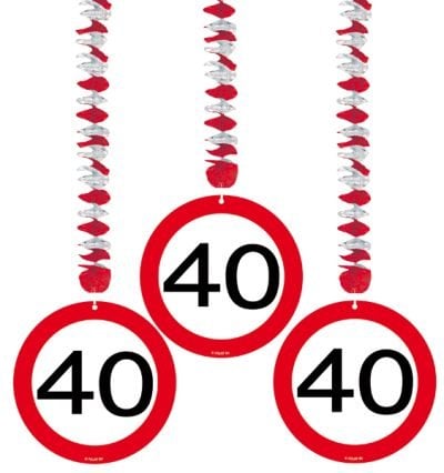 Feestbazaar Hangdecoratie verkeersbord '40'