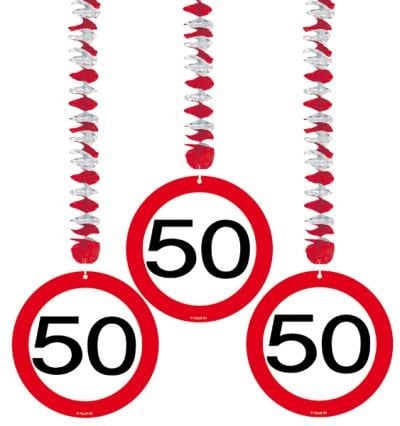 Feestbazaar Hangdecoratie verkeersbord '50'