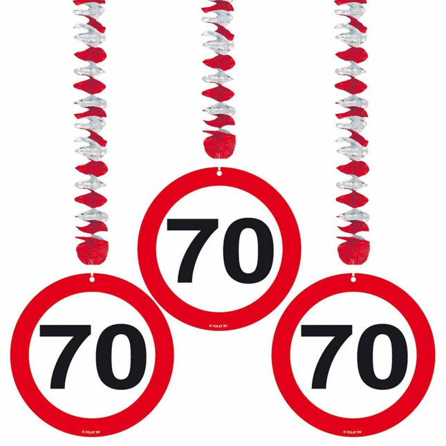 Feestbazaar Hangdecoratie verkeersbord '70'