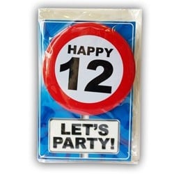 Feestbazaar Happy Age Kaart Button - 12 Jaar
