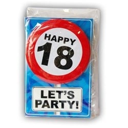 Feestbazaar Happy Age Kaart Button - 18 Jaar