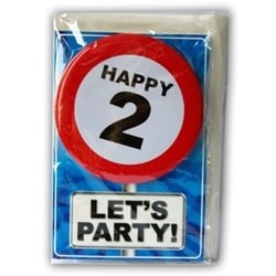 Feestbazaar Happy Age Kaart Button - 2 Jaar