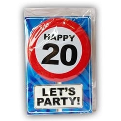 Feestbazaar Happy Age Kaart Button - 20 Jaar