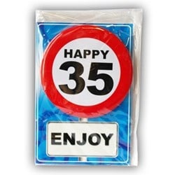 Feestbazaar Happy Age Kaart Button - 35 Jaar