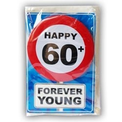 Feestbazaar Happy Age Kaart Button - 60 Jaar