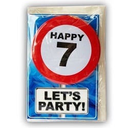 Feestbazaar Happy Age Kaart Button - 7 Jaar