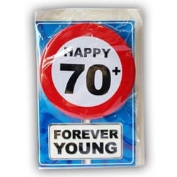 Feestbazaar Happy Age Kaart Button - 70 Jaar