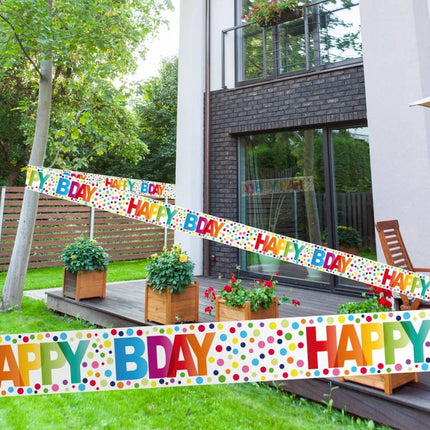 Feestbazaar Happy Bday Stippen Markeerlint - 15 meter