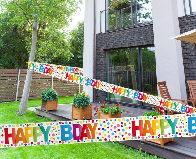 Feestbazaar Happy Bday Stippen Markeerlint - 15 meter