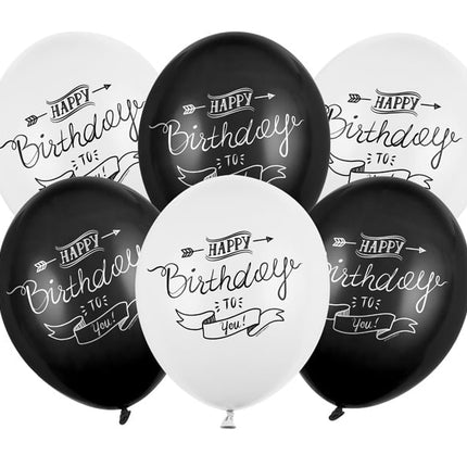 Feestbazaar Happy Birthday Ballonnen Mix Zwart/Wit Pastel (50st)
