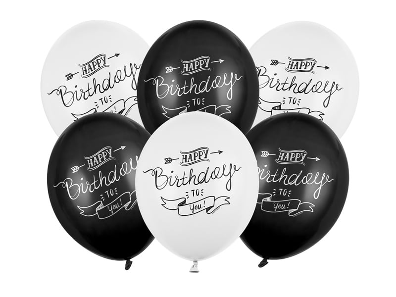 Feestbazaar Happy Birthday Ballonnen Mix Zwart/Wit Pastel (50st)