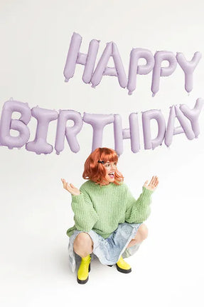 Feestbazaar Happy Birthday Ballonnen Set Mat Paars