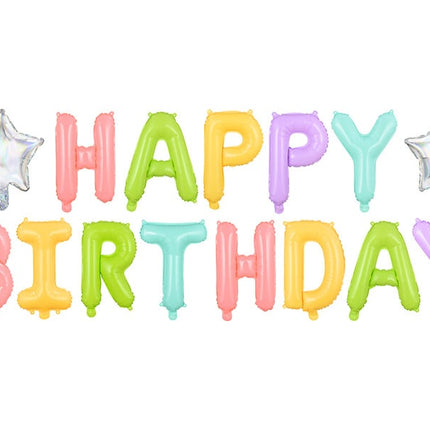 Feestbazaar Happy Birthday Ballonnen Set Pastel