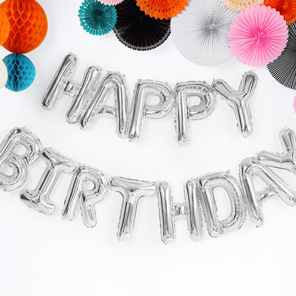 Feestbazaar Happy Birthday Ballonnen Set Zilver