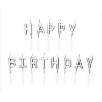 Feestbazaar Happy Birthday Kaarsjes Zilver
