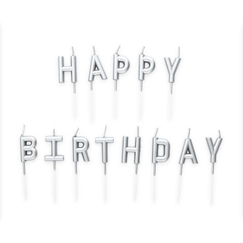 Feestbazaar Happy Birthday Kaarsjes Zilver