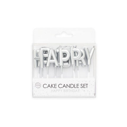 Feestbazaar Happy Birthday Kaarsjes Zilver