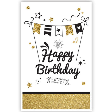 Feestbazaar Happy Birthday Kaart Vlaggetjes tussen stokken