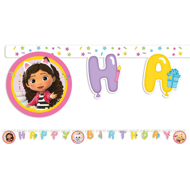 Feestbazaar Happy Birthday Letterbanner Gabby's Dollhouse (200cm)