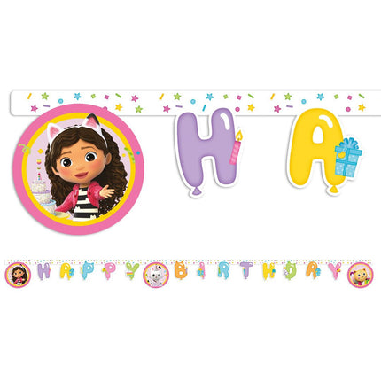 Feestbazaar Happy Birthday Letterbanner Gabby's Dollhouse (200cm)