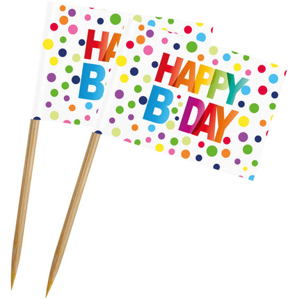 Feestbazaar Happy Birthday Prikkers - 50 Stuks