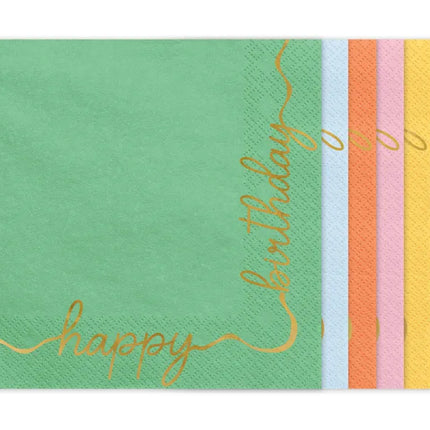 Feestbazaar Happy Birthday Servetten Kleuren Mix (12st)