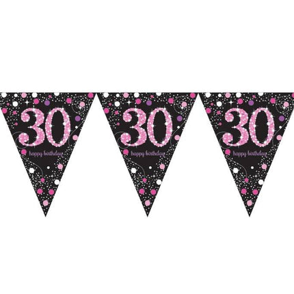 Feestbazaar Happy Birthday vlaggenlijn 30 jaar sparkling pink