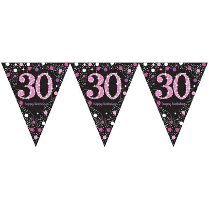 Feestbazaar Happy Birthday vlaggenlijn 30 jaar sparkling pink