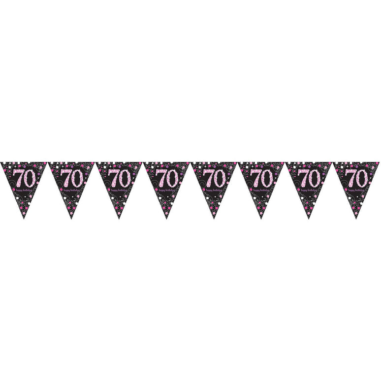 Feestbazaar Happy Birthday Vlaggenlijn 70 jaar Sparkling Pink