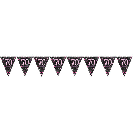 Feestbazaar Happy Birthday Vlaggenlijn 70 jaar Sparkling Pink