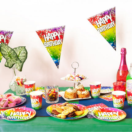 Feestbazaar Happy Birthday Vlaggenlijn Sterretjes Rainbow (6m)