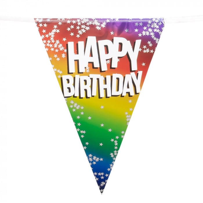 Feestbazaar Happy Birthday Vlaggenlijn Sterretjes Rainbow (6m)