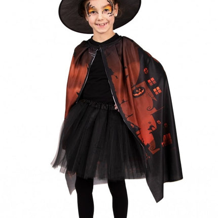 Feestbazaar Happy Halloween Cape Kind met Hoed