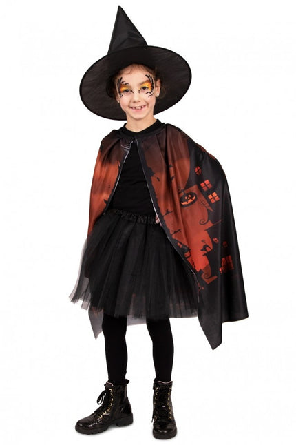 Feestbazaar Happy Halloween Cape Kind met Hoed