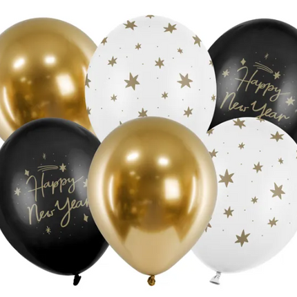 Feestbazaar Happy New Year Ballonnen Mix Sterren (6st)