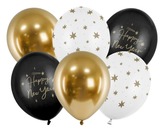 Feestbazaar Happy New Year Ballonnen Mix Sterren (6st)